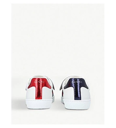 Shop Gucci New Ace Embroidered Leather Low-top Trainers In White/comb