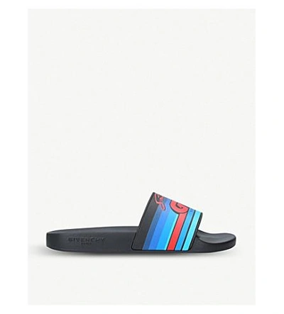 Shop Givenchy Gv Motorcross Rubber Slide Sandals In Blk/other