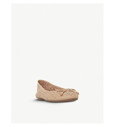 Shop Dune Helenn Floral Laser-cut Leather Ballet Flats In Nude-leather