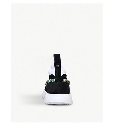 Shop Valentino Heroes Tribe Stretch-mesh And Suede Trainers In White/blk