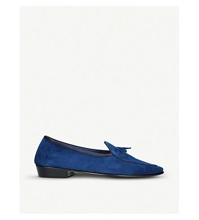 Shop Baudoin & Lange Sagan Suede String Loafers In Blue
