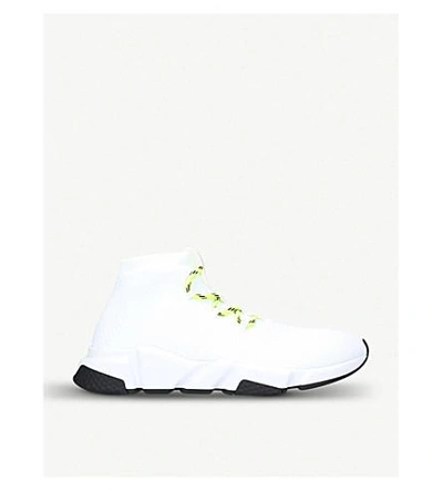 Shop Balenciaga Mens White Speed Knitted Sneakers