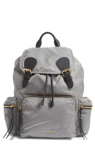 Shop Burberry 'medium Runway Rucksack' Nylon Backpack - Grey In Thistle Grey
