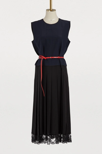 Shop Marc Jacobs Sleevelss Pleated Dress In Navy