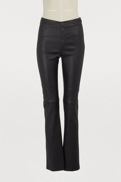 Shop Maison Ullens Leather Leggings In Grey