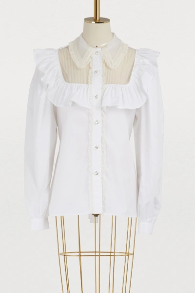 Shop Miu Miu Poplin Shirt In White