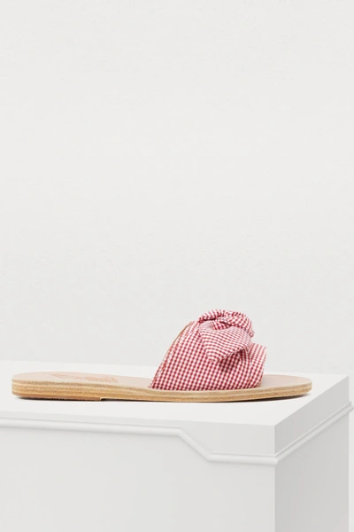 Shop Ancient Greek Sandals Taygete Sandals With Bows In Gingham Red