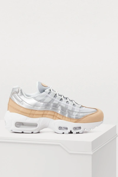 Shop Nike Air Max 95 Se Sneakers In Vachetta Tan/metallic Silver White