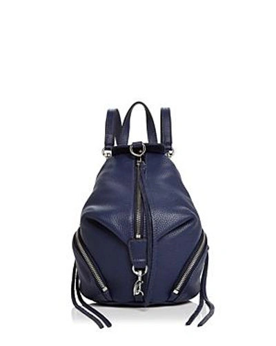 Shop Rebecca Minkoff Julian Convertible Mini Leather Backpack In True Navy Blue/silver