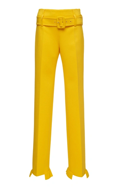 Shop Prada Pants With Belt In Yellow