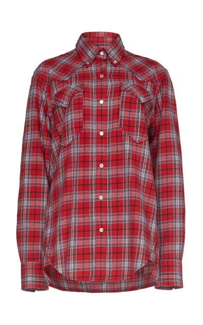 Shop Isabel Marant Étoile Divana Checked Cotton Shirt In Red