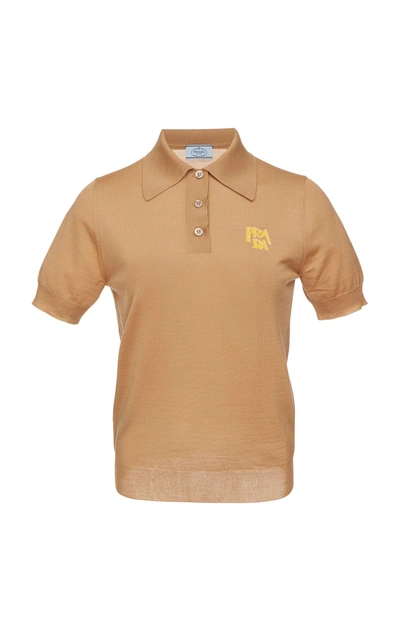 Shop Prada Polo Shirt With Mother Of Pearl Buttons In Neutral