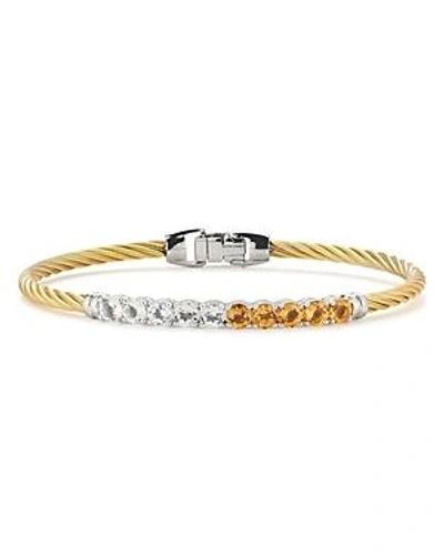 Shop Alor Multicolor Stone Cable Bangle Bracelet In Orange/white/gold