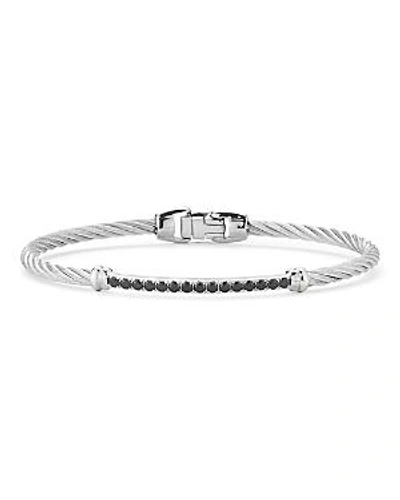 Shop Alor Pave Onyx Cable Bangle Bracelet In Silver