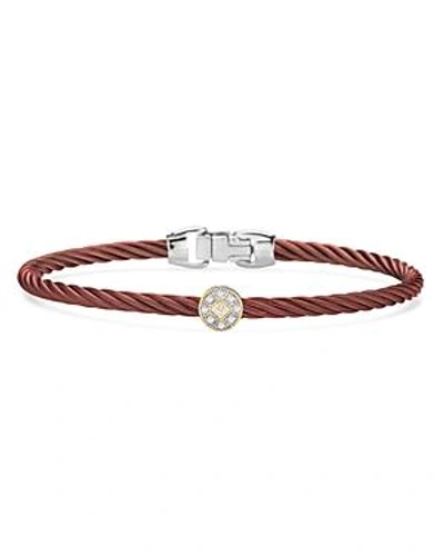 Shop Alor Single Station Cable Bangle Bracelet In Silver/red