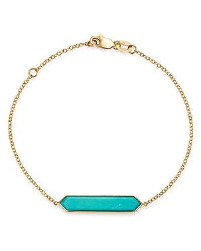 Shop Olivia B 14k Yellow Gold Stabilized Turquoise Bar Bracelet - 100% Exclusive In Blue/gold