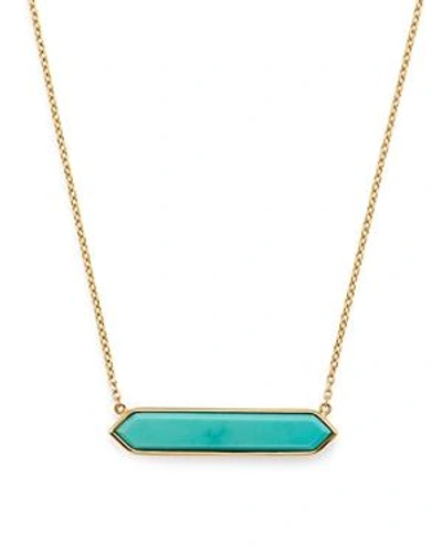 Shop Olivia B 14k Yellow Gold Stabilized Turquoise Bar Necklace, 16 - 100% Exclusive In Blue/gold
