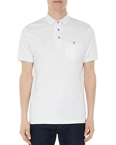 Shop Ted Baker Jelly Flat Knit Regular Fit Polo In White
