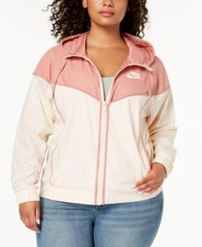 Shop Nike Plus Size Sportswear Windrunner Jacket In Guava Ice/rust Pink/white