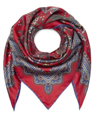 Shop Liberty London Florence 90 X 90 Paisley Foulard Scarf In Red