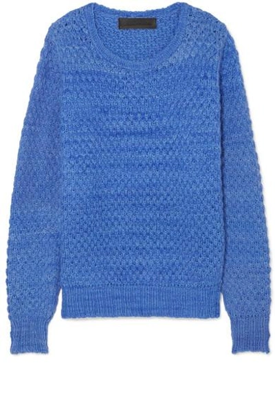 Shop The Elder Statesman Waffle-knit Cashmere Sweater In Lilac