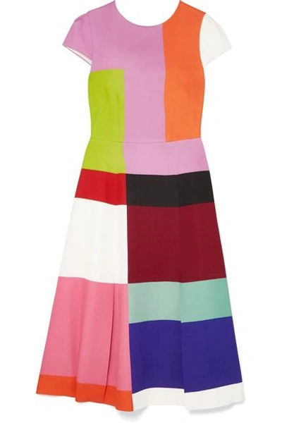 Shop Mary Katrantzou Osmond Color-block Satin Midi Dress In Pink