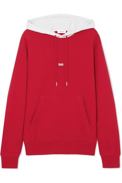 Shop Helmut Lang Hong Kong Taxi Printed Cotton-jersey Hoodie In Red