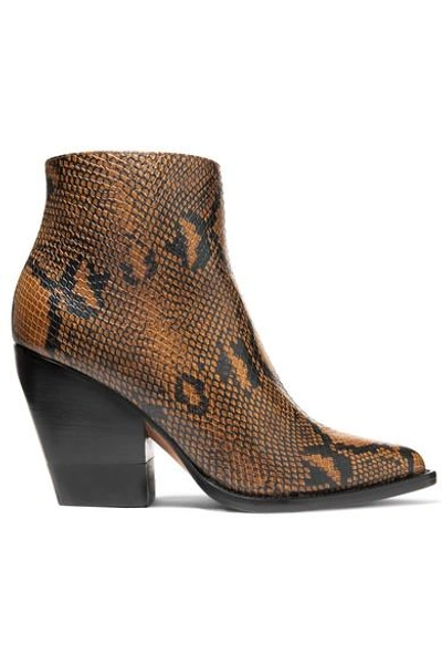 Shop Chloé Rylee Snake-effect Leather Ankle Boots In Snake Print
