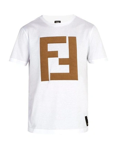 FENDI: Basic T-shirt with logo - Milk  Fendi t-shirt JUI013 7AJ online at