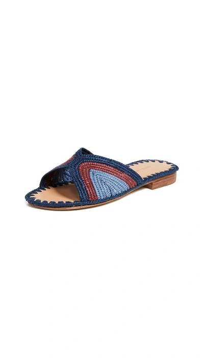 Shop Carrie Forbes Salon Coloree Slides In Navy/natural/blue