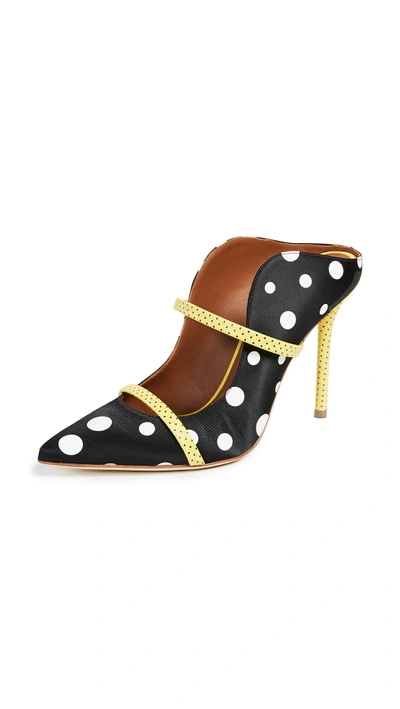 Shop Malone Souliers Maureen Ungaro Mules In Black/white Dots/yellow Dots