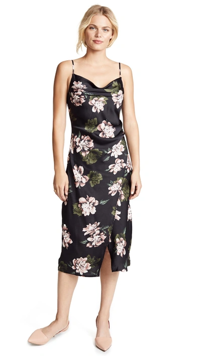 Shop Re:named Floral Slip Dress In Black Multi