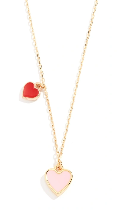 Shop Shashi Enamel Heart Multi Necklace In Pink/red