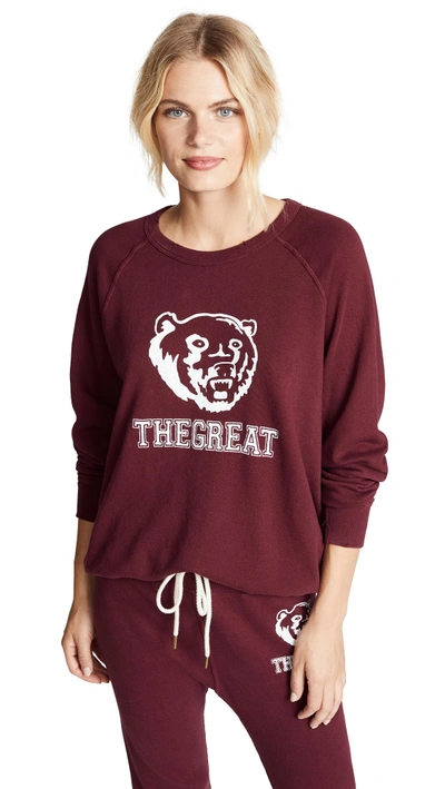 Shop The Great The College Sweatshirt In Maroon With White Bear Logo