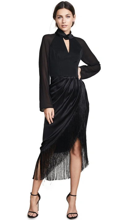 Shop Vatanika Long Sleeve Dress In Black