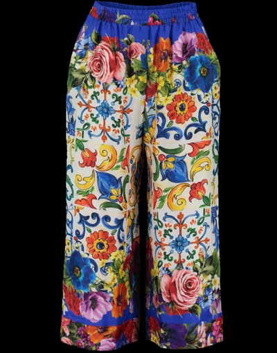 Shop Dolce & Gabbana Cropped Twill Trouser In Maiolica