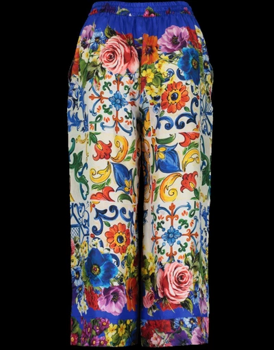 Shop Dolce & Gabbana Cropped Twill Pant In Maiolica