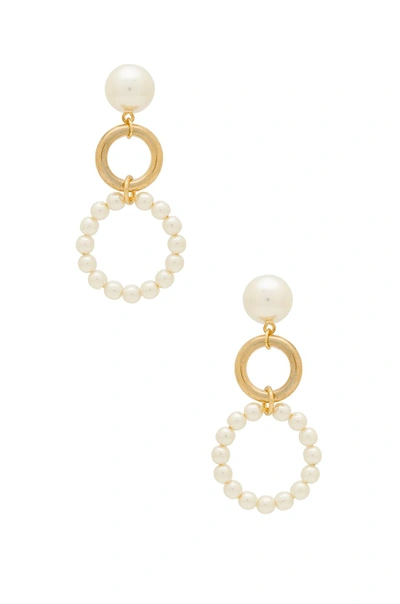 Shop Ettika Double Drop Earrings In Gold & Pearl