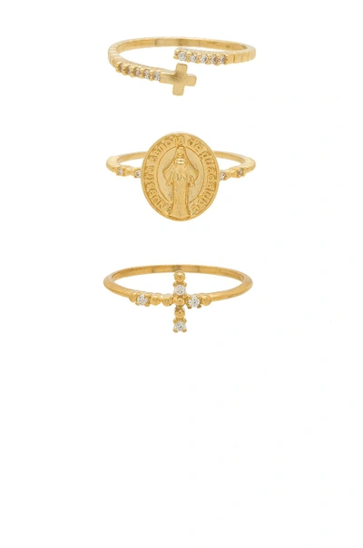Shop Ettika Faithful Ring Set In Gold