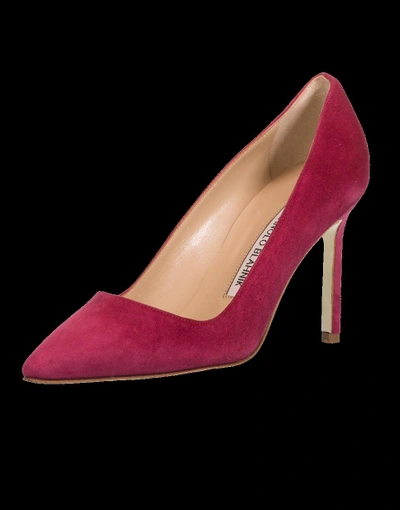 Shop Manolo Blahnik Bb Suede Pump In Raspbrry