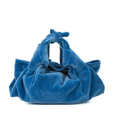 Shop The Row Blue Ascot Velvet Small Bag