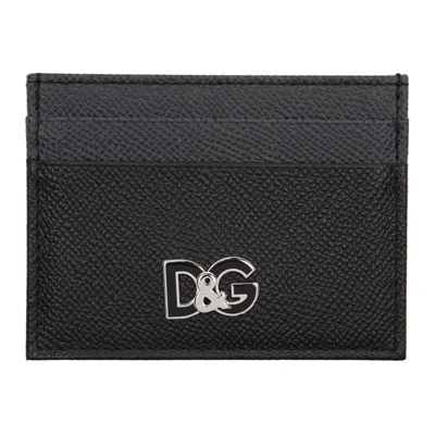 Shop Dolce & Gabbana Dolce And Gabbana Black And Grey Logo Card Holder In 8s240 Black