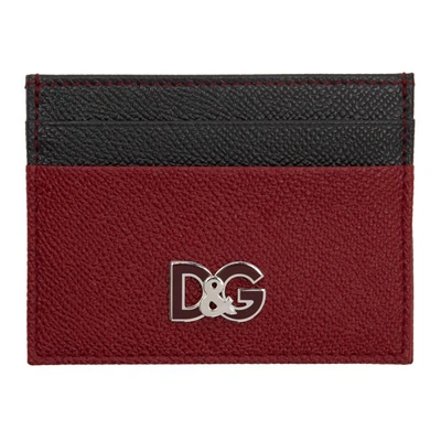Shop Dolce & Gabbana Dolce And Gabbana Red And Black Logo Card Holder In 8n348 Rdblk