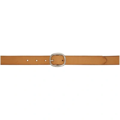 Shop Maximum Henry Brown Oval Slim Belt In Lt.brwn.slv