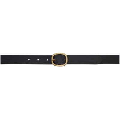 Shop Maximum Henry Black And Gold Oval Slim Belt In Blk.brass