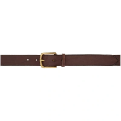 Shop Maximum Henry Brown Wide Standard Brass Belt In Dk.brwn.brs