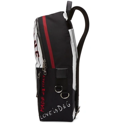 Shop Dolce & Gabbana Black Striped King Backpack In Hwt26 Black