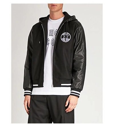 Shop Mcq By Alexander Mcqueen Hybrid Wool-blend And Leather Jacket In Darkest Black