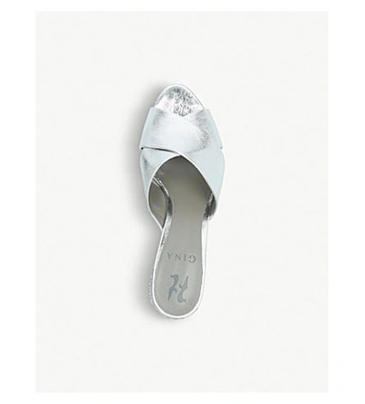 Shop Gina Janiero Swarovski-embellished Leather Mules In Silver