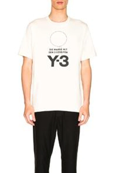 Shop Y-3 Yohji Yamamoto Stacked Logo Tee In Neutrals